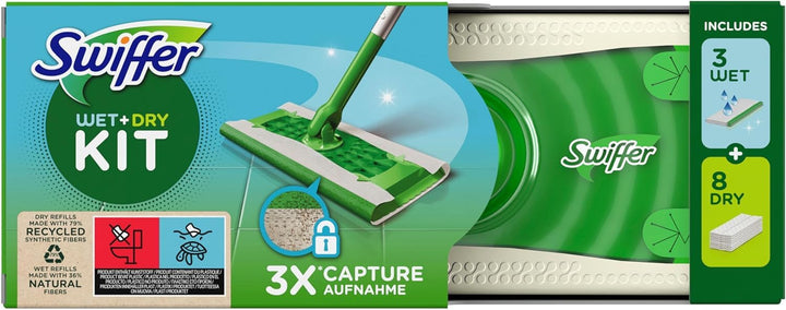 Swiffer Bodenwischer Starterkit, Bodenwischer trockene + feuchte Bodentücher, schnelle & einfache Bo