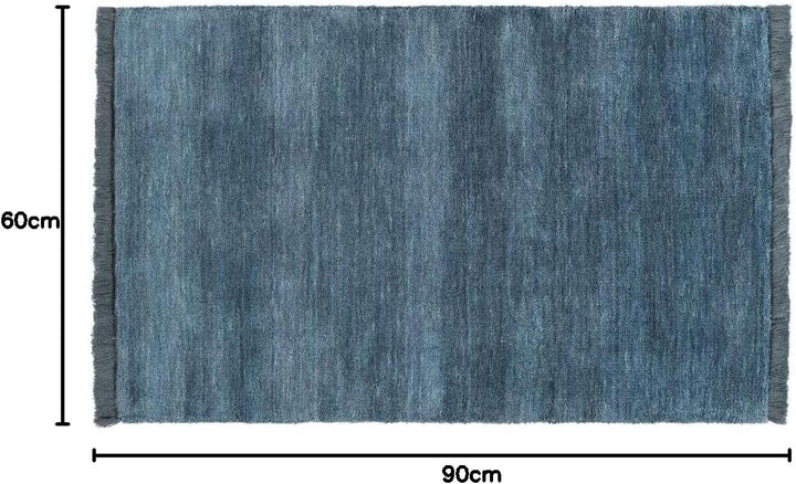 RugVista Handloom Fringes Fussmatte - Dunkeltürkis 60x90 60 x 90 cm (Rechteckig) Dunkel Teal, 60 x 9