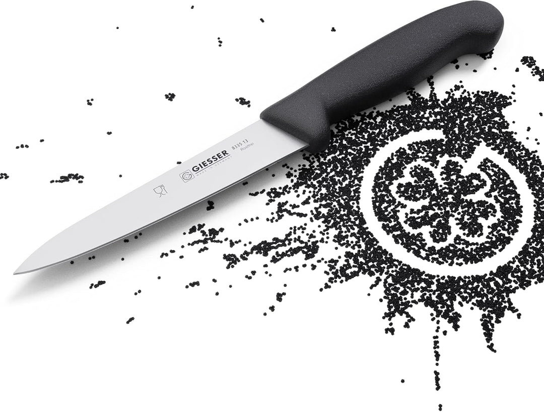 Giesser seit 1776 - Made in Germany - Allzweckmesser schwarz, Basic Black, Klinge 13 cm, rutschfest,