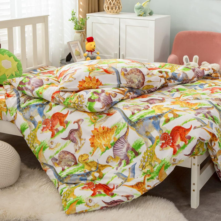 Bettwäsche-Set für Kinder, Cartoon-Dino, 200 x 200 cm, Dinosaurier-Jungen, Bettbezug für Mädchen, Ki