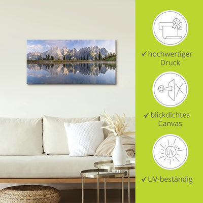 ARTland Leinwandbilder Wandbild Bild auf Leinwand 100x50 cm Wanddeko Landschaft Berge Alpen Bäume Se