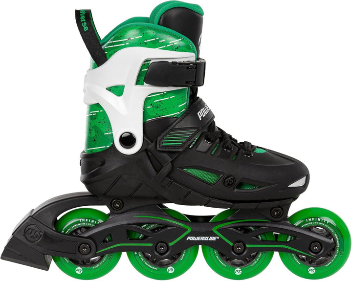 Powerslide Inline Skates Universe 4W Green, grössenverstellbar, Grün für Kinder, ABEC 7 Kugellager,