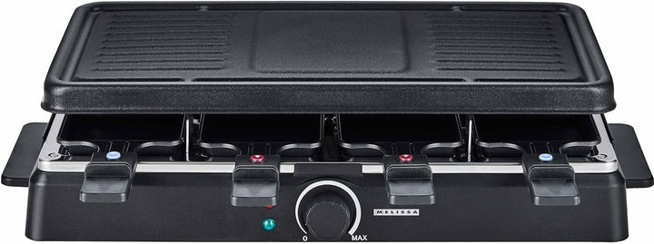 MELISSA Raclette 16300026 Raclette mit Grillplatte für 8 Personen 1200 Watt Power mit Grillplatte un