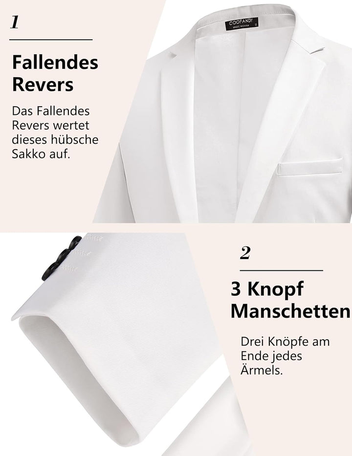 COOFANDY Herren Sakko Sportlich Freizeit Blazer Business Sakko Anzugjacke 1 Knöpfe Einfarbig Regular