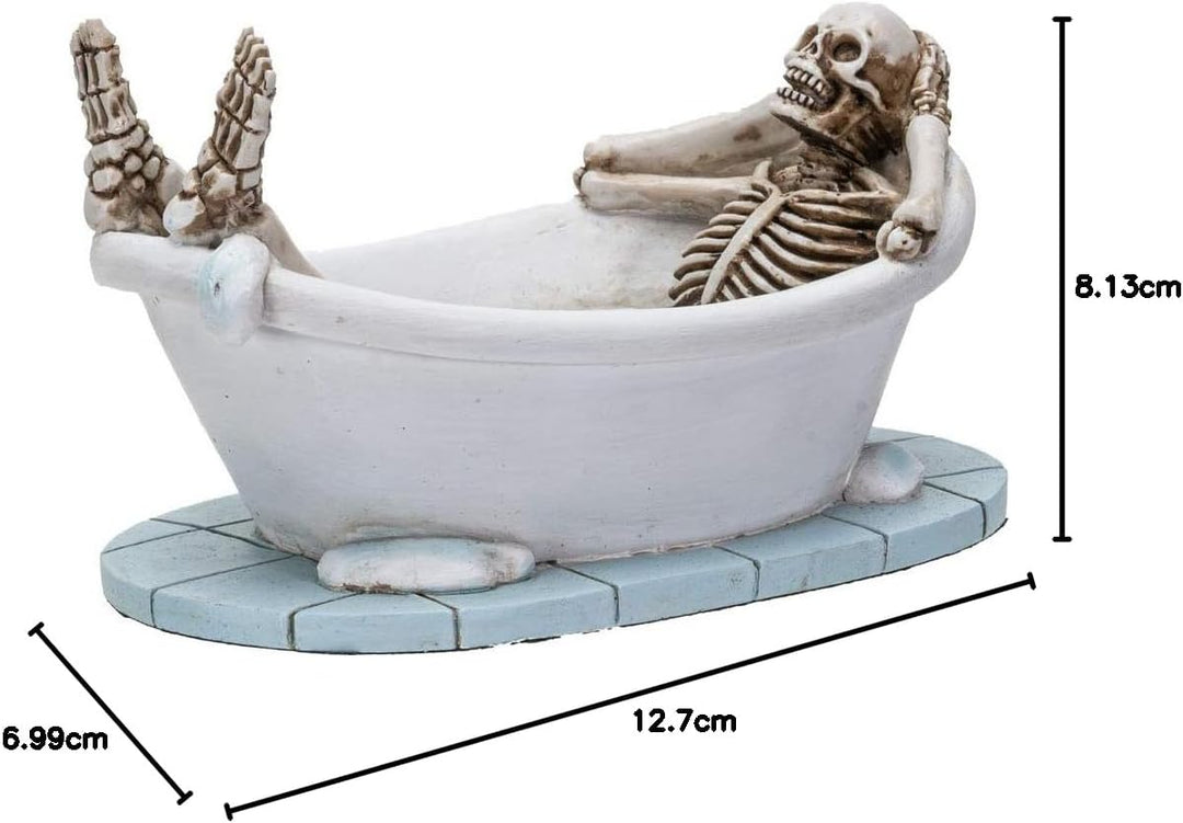 Skelett Figur in Badewanne 12 cm - Witziges Geschenk Gothic Fantasy Deko Totenkopf