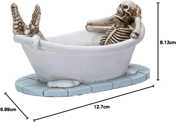 Skelett Figur in Badewanne 12 cm - Witziges Geschenk Gothic Fantasy Deko Totenkopf