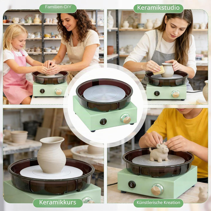 15 cm Töpferscheibe, Keramikmaschine Set mit 15cm doppelseitiger Drehscheibe, Metallrahmen, abnehmba