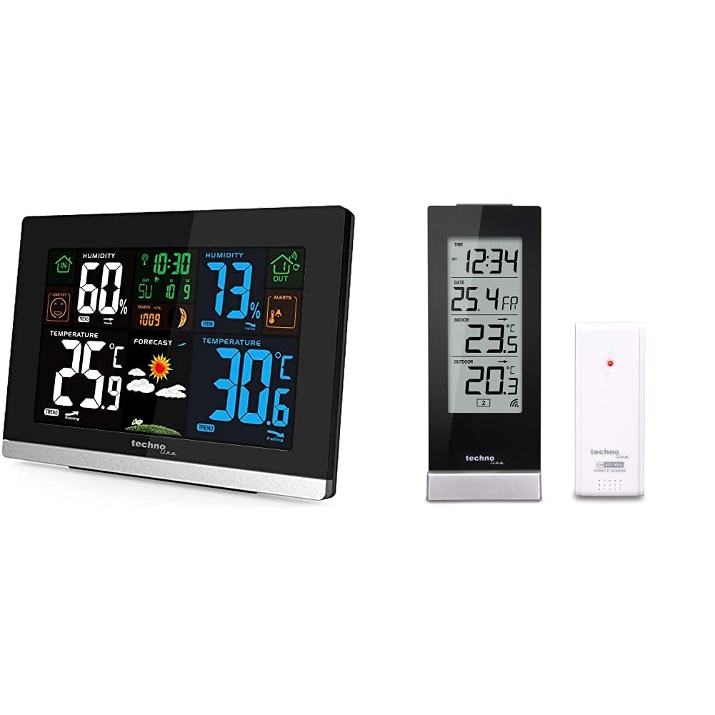 Technoline WS 6462 Funkwetterstation, Innentemperatur, Aussentemperatur, Mondphasen hochglanz-schwar