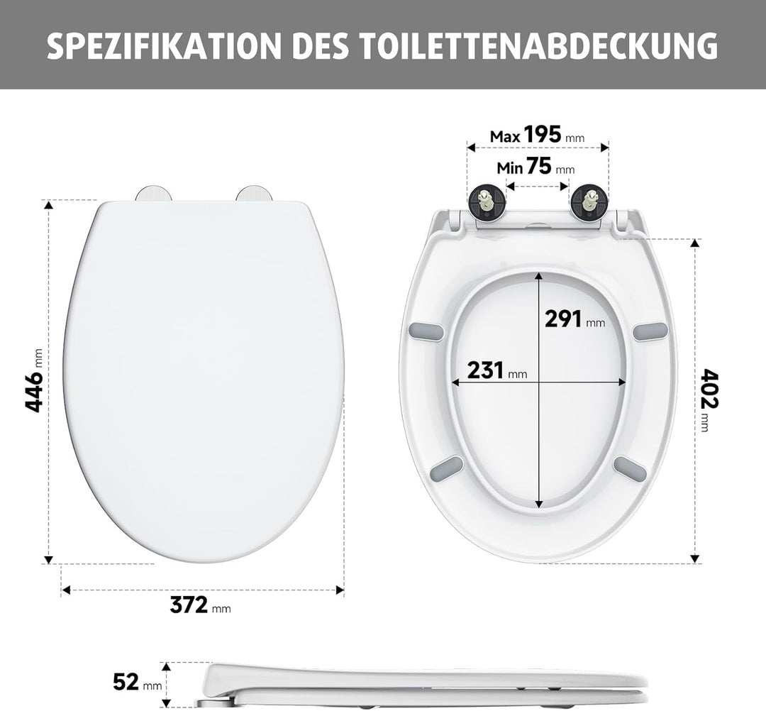 Rainsworth Nano Glaze Toilettendeckel Form O,Urea Formaldehyd Wc Sitz Mit Absenkautomatik,Ergonomisc