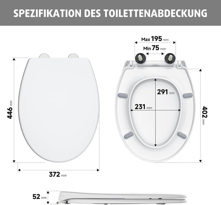 Rainsworth Nano Glaze Toilettendeckel Form O,Urea Formaldehyd Wc Sitz Mit Absenkautomatik,Ergonomisc