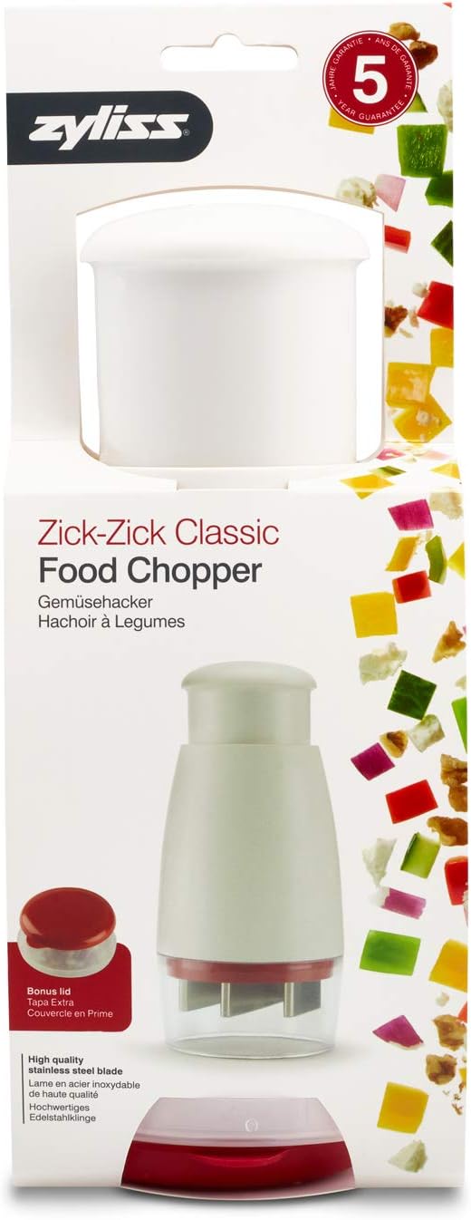 Zyliss E910012 Zick Zick Classic Gemüseschneider, Kunststoff/Edelstahl, Weiss/Rot, Zwiebelschneider,