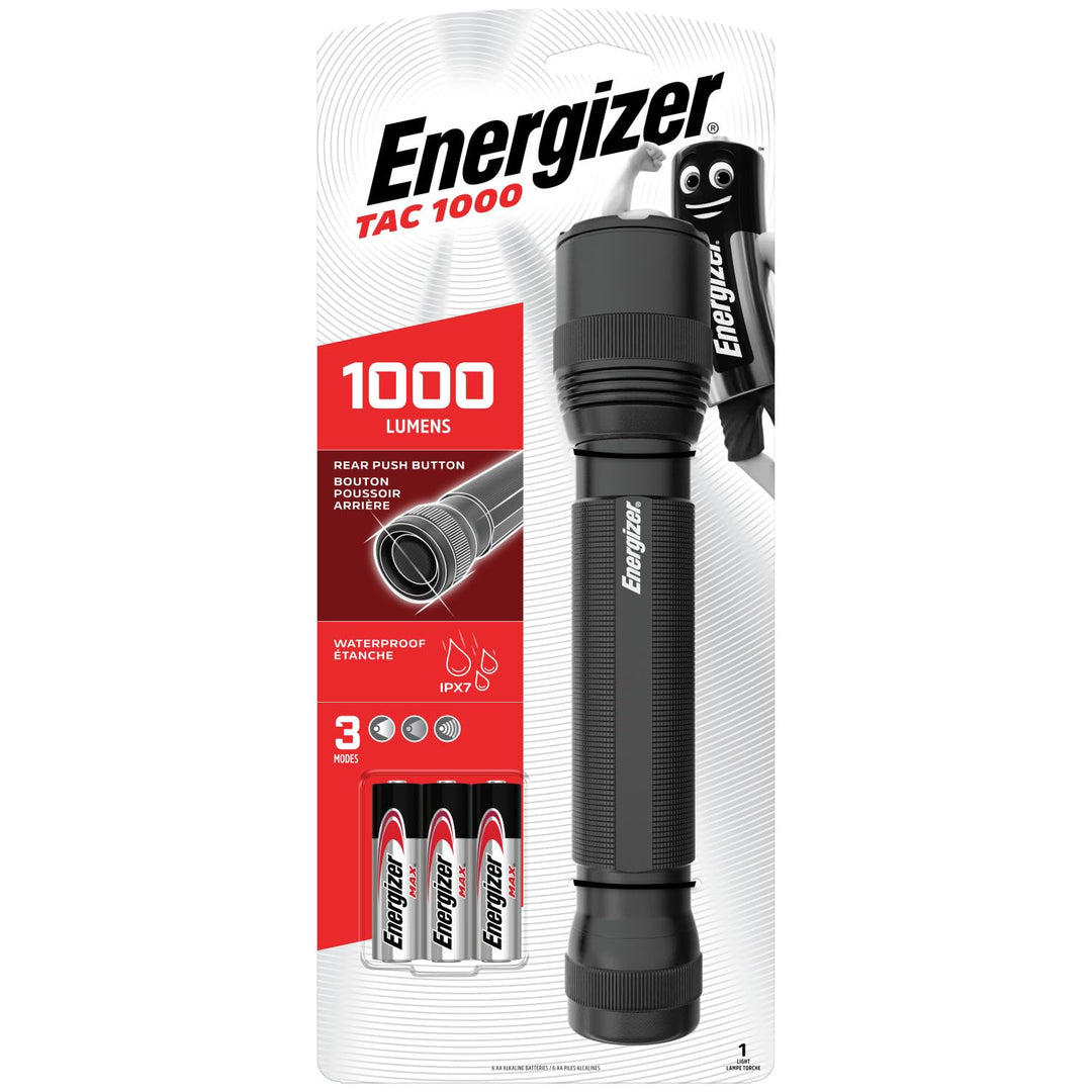 Energizer LED Taschenlampe, TAC 1000, Extrem Hell für Haushalt, Outdoor und Notfall, Batterie Enthal
