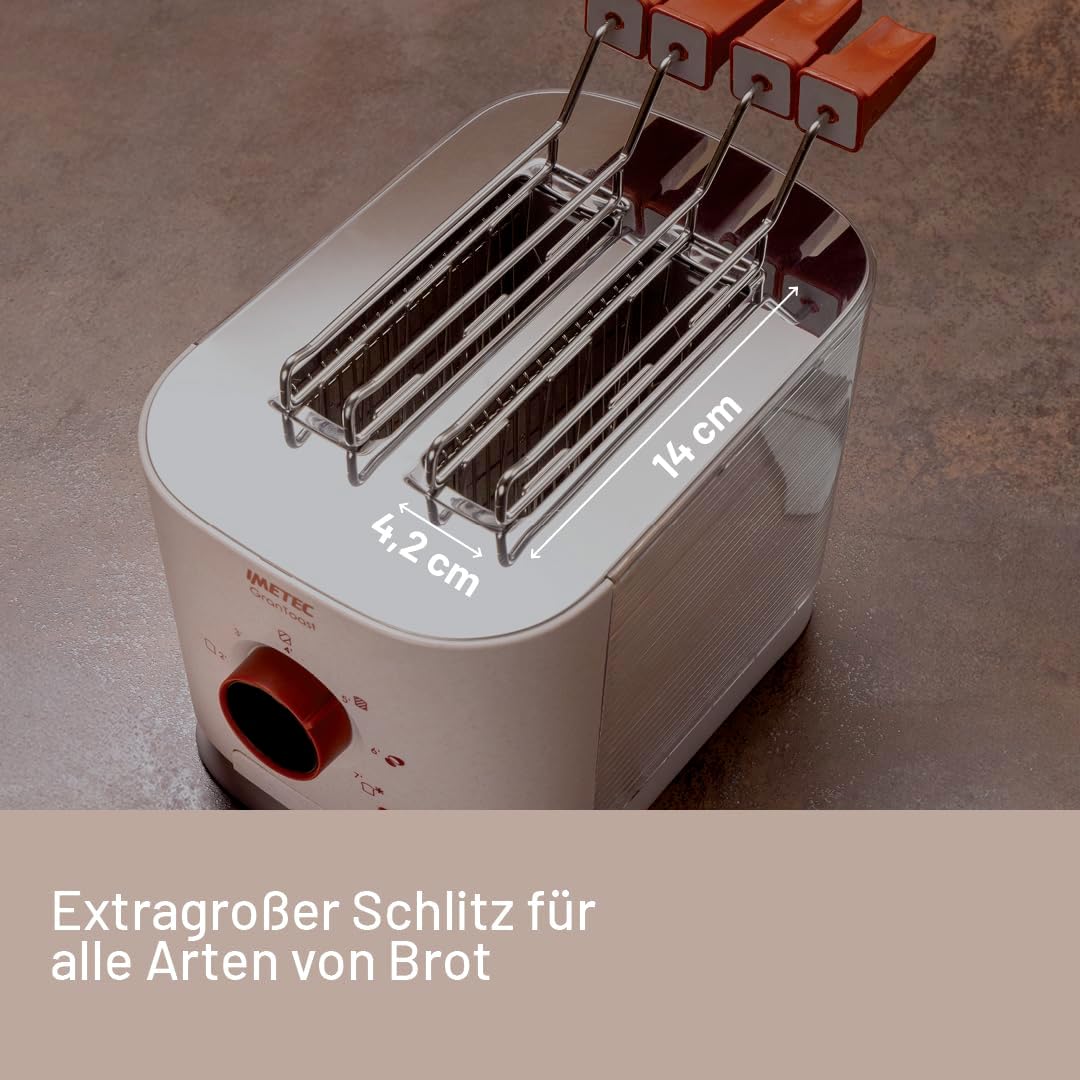 Imetec Grantoast - 2-Scheiben-XL-Toaster mit Schiebeklemmen für gefüllten Toast - 7 Bräunungsstufen,