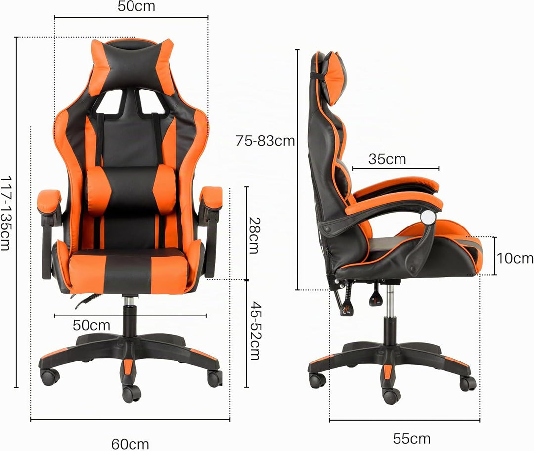 Baroni Home Gaming-Stuhl, ergonomischer Bürostuhl, gepolstert Gaming Sessel mit bequemer, Verstellba