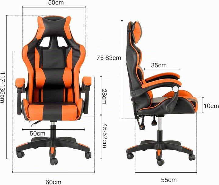 Baroni Home Gaming-Stuhl, ergonomischer Bürostuhl, gepolstert Gaming Sessel mit bequemer, Verstellba