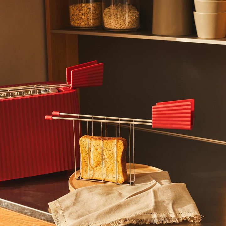 Alessi Plissé MDL08RA R - Design Set Bestehend aus Zwei Toasterzangen, aus Edelstahl und aus Thermop