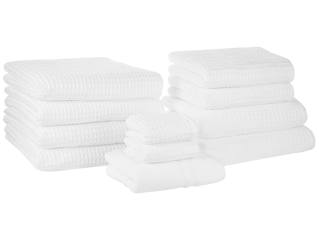 Handtuch Set mit Badematte Baumwolle weiss 11-teilig Areora