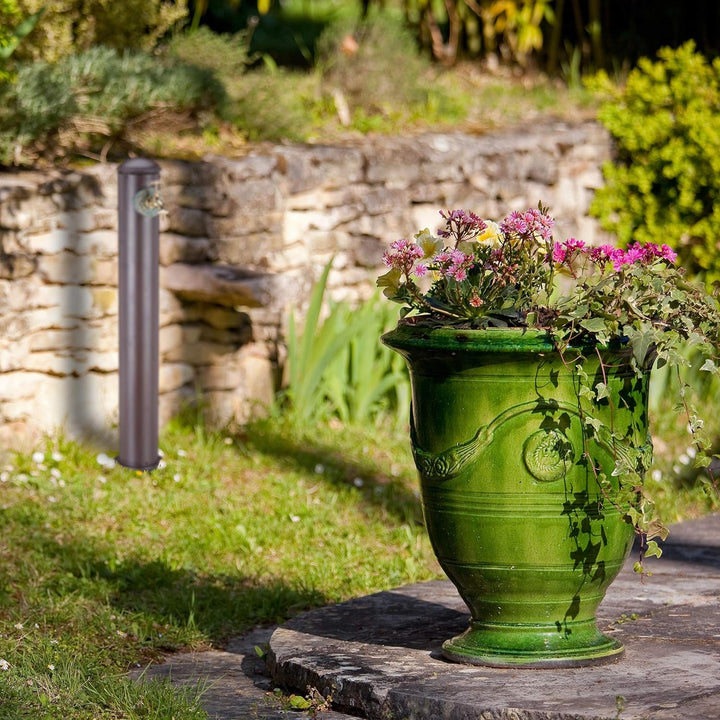 Relaxdays Wasserzapfsäule für Garten, antik, mit Wasserhahn, 3/4 Zoll Anschluss, runde Zapfsäule, 91