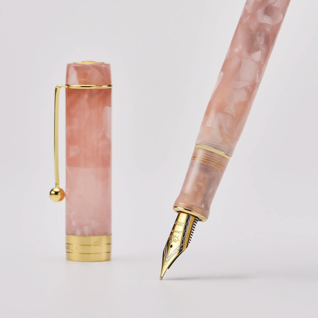 Jinhao 100 Classic Füllfederhalter Pink, mittlere Feder mit Konverter und Stifteetui Set Pink Marble