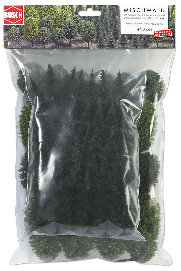 Busch 6491 - Mischwald mit 50 Bäumen Mega-Spar-Set