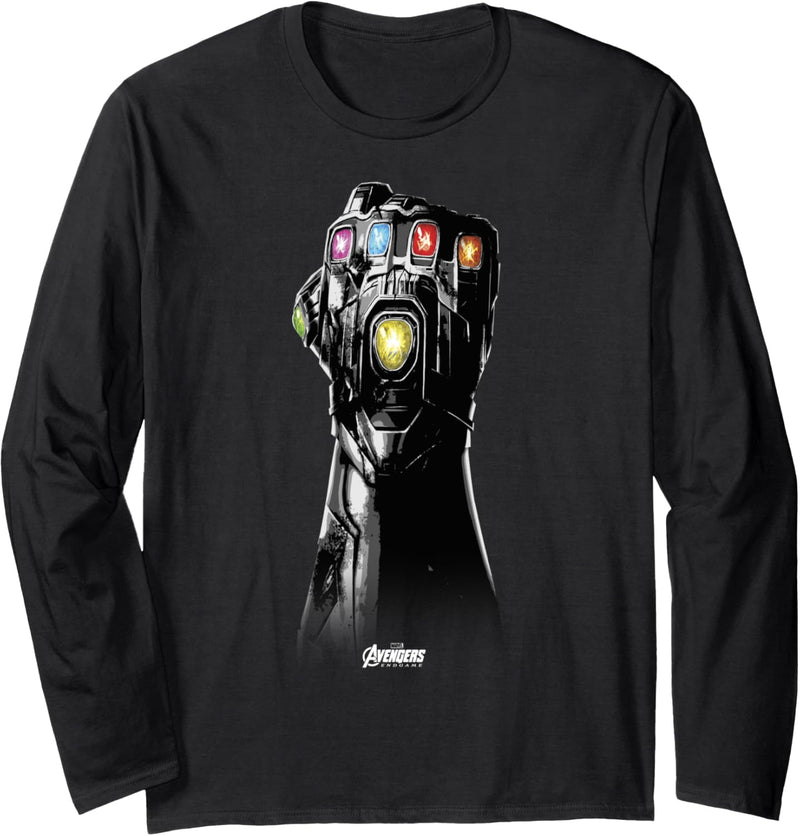 Marvel Avengers Endgame Infinity Stone Gauntlet Grey Scale Langarmshirt