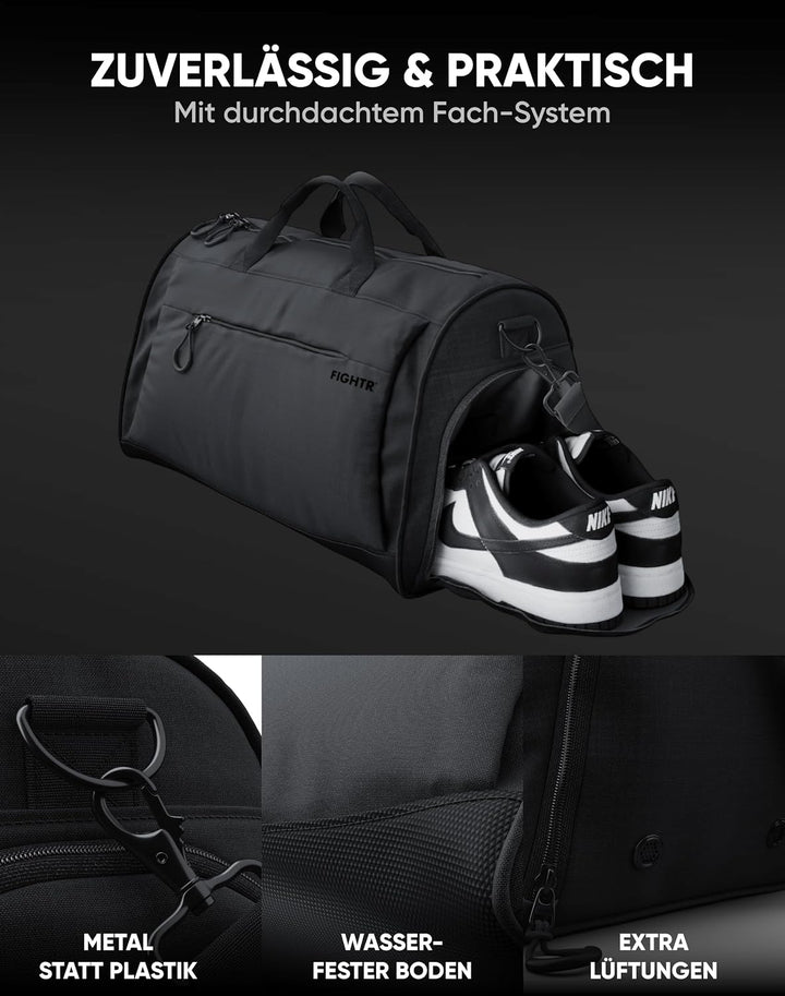 FIGHTR® Sporttasche &amp; Reisetasche für Damen und Herren - mit Schuhfach &amp; Nassfach - Tasche für Sport