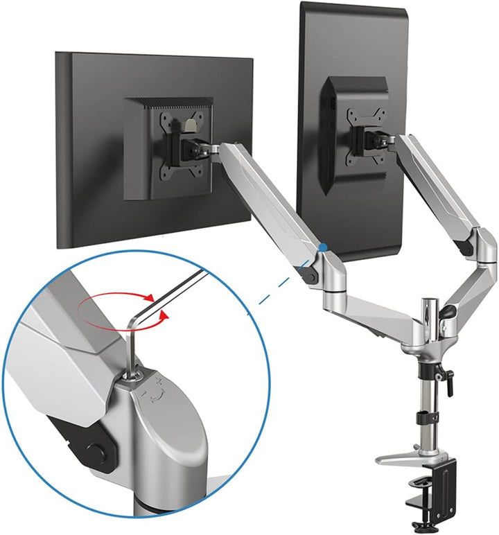 DIGITUS Monitorhalterung - Klemme & Gasdruckfeder - 2 Monitore - Bis 27 Zoll - Bis 2x 8 kg - VESA 75