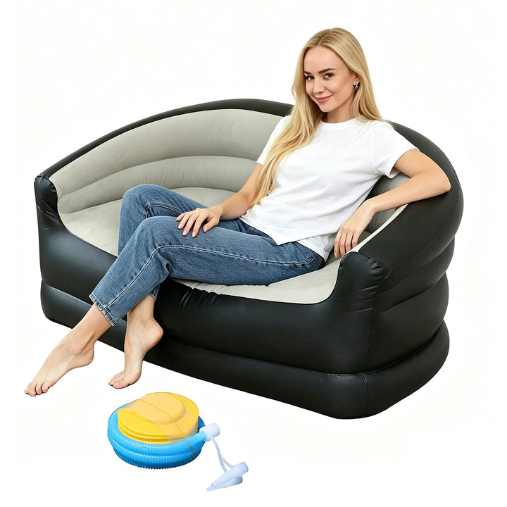 2-Sitzer Aufblasbares Sofa, Aufblasbarer Sessel mit Fusspumpe, Luftsofa Camping Outdoor, Aufblasbare