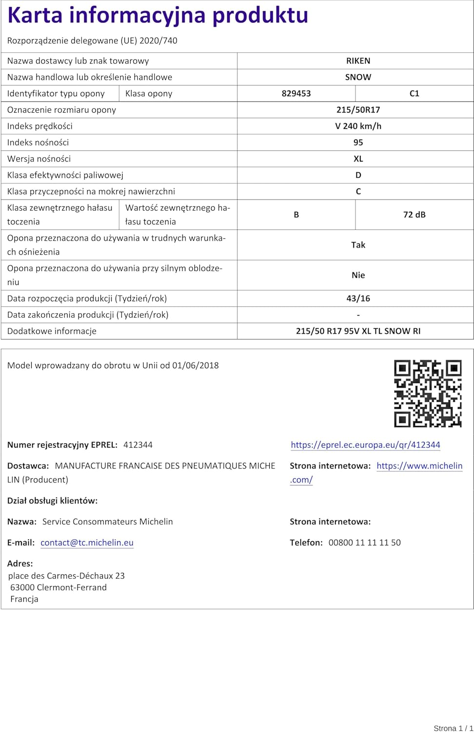Riken Snow XL - 215/50R17 95V - Winterreifen