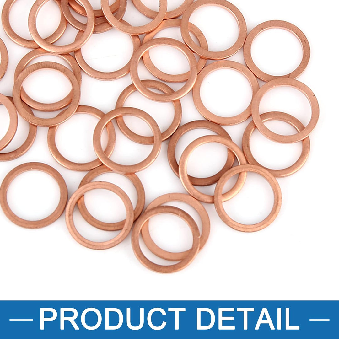A ABSOPRO 30 Stück Kupfer Scheibe Ersatz 12 x 16 x 1.5mm Flache Dichtung Ring