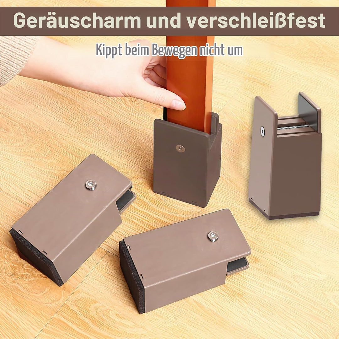 idudu 4 Stück Verstellbare Betterhöhung Möbelerhöhung 10cm, mit Schraubklemme, Betterhöher Schwerlas