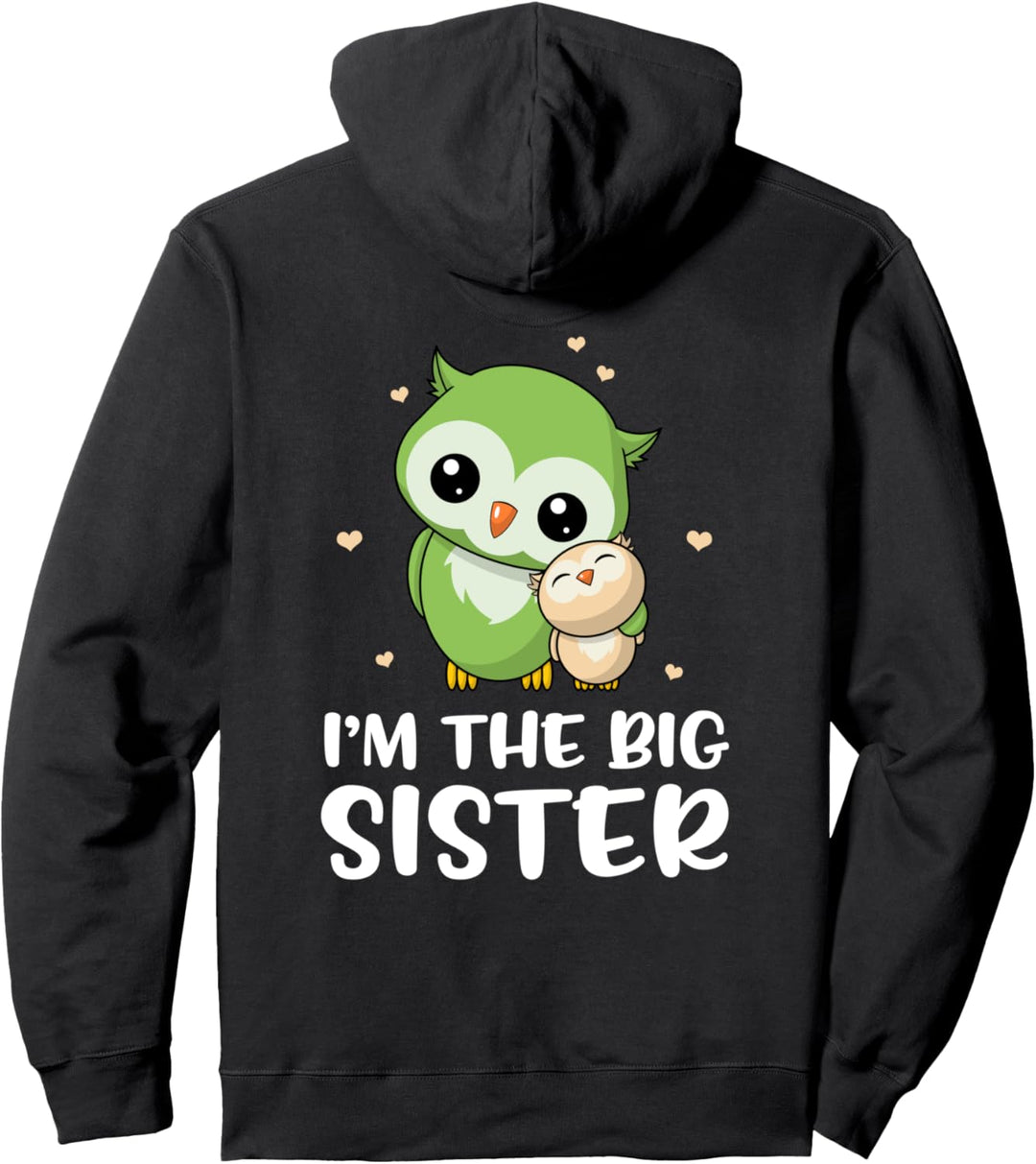 Ich bin die grosse Schwester Niedliche Eulen Eule Geschwister Pullover Hoodie