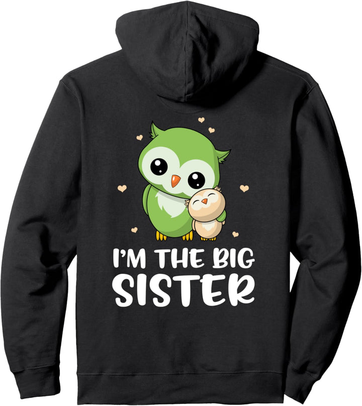 Ich bin die grosse Schwester Niedliche Eulen Eule Geschwister Pullover Hoodie