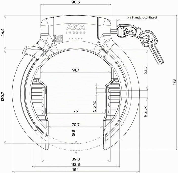AXA Set Imenso L + ULC 130 + Transporttasche – Rahmenschloss Set mit Einsteckkette und Tasche – Hohe