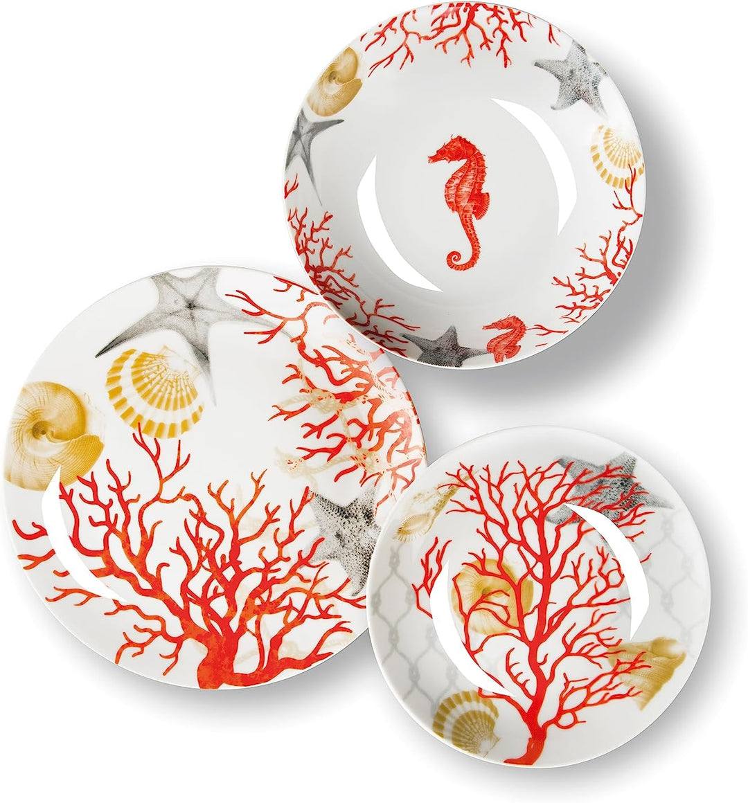 Excelsa 62499 Coral Tafelservice, 18-teilig, Porzellan, rot
