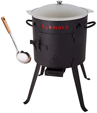 rukauf. Set Utschak, 36 cm + 8 Liter Kasan Kazan aus ALU + Schaumlöffel/Feldküche Gulasch-Kessel Feu