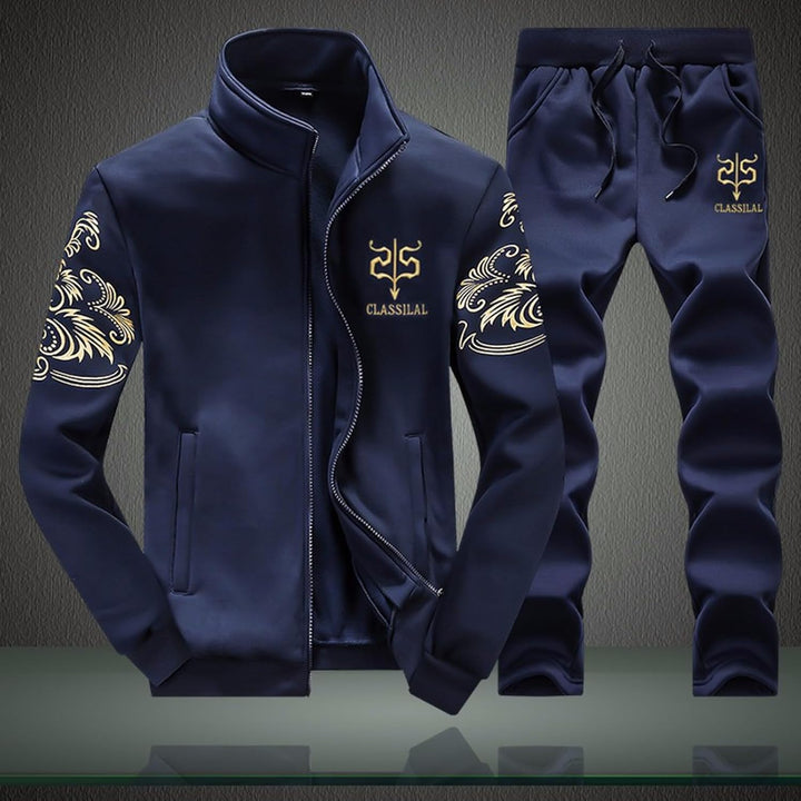 Trainingsanzug Herren Winter Warm Jogginganzug mit Fleece Gefütterte, Männer Sportanzug Casual Kapuz