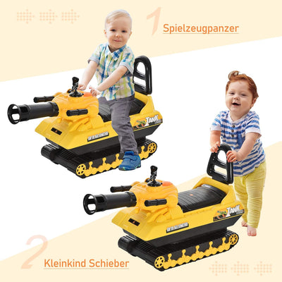 HOMCOM Sitzbagger für Kinder Spielzeugauto für 3 Jahre Kinder Rutscherauto Laufrad Panzer mit Staura