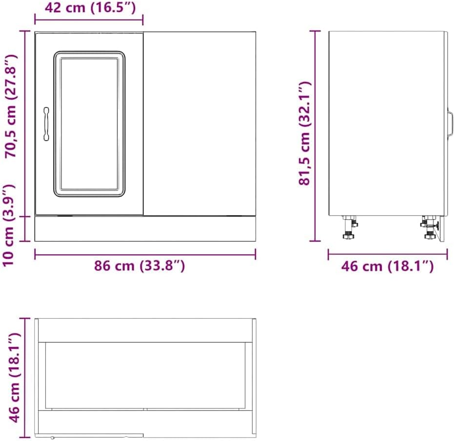 vidaXL Küchenunterschrank Kalmar Braun Eichen-Optik Holzwerkstoff, Spülenunterschrank, Schrank Küche