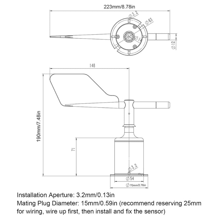 Garten-Windrichtungssensor, Robustes ABS-Material, Kompaktes und Tragbares Design für 360-Grad-Anemo