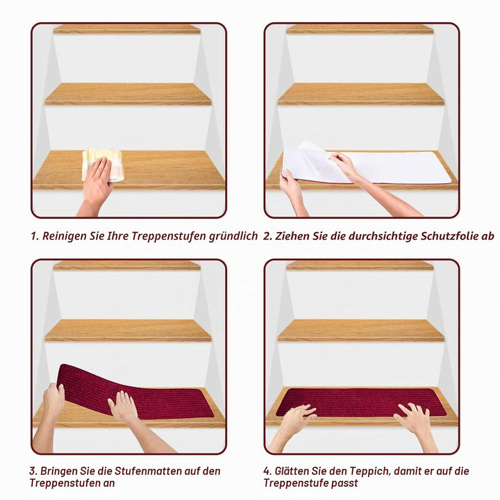 MBIGM 15er Set Stufenmatten 20 cm X 65 cm Treppenteppich Selbstklebend Sicherheit Stufenteppich für