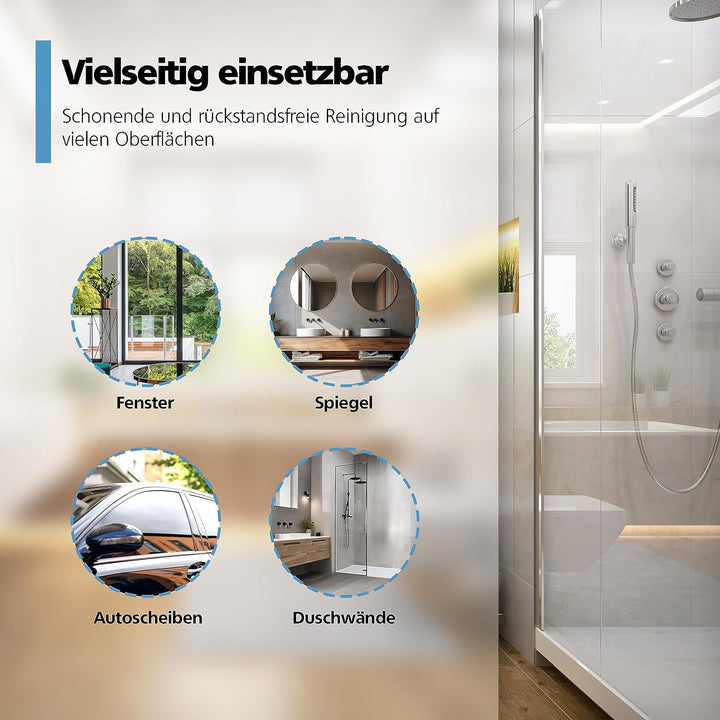 Duschabzieher Silikon Grau 23 cm Wischbreite - Scheibenabzieher mit Halterung - Duschkabinenabzieher
