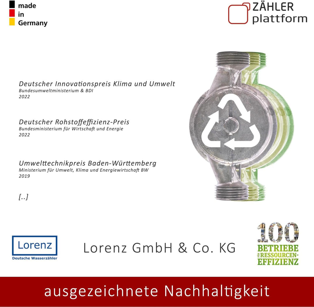 ZÄHLER plattform Zapfhahn Wasserzähler Set Durchfluss Qn 1,5, Kaltwasser, BL 110 mm Eichung 2023 3/4