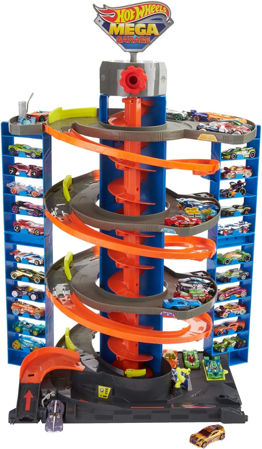 Hot Wheels GTT95 - City Power-Parkgarage Spielset mit Aufzug, für 60+ Fahrzeuge, mit 1 Hot Wheels Fa