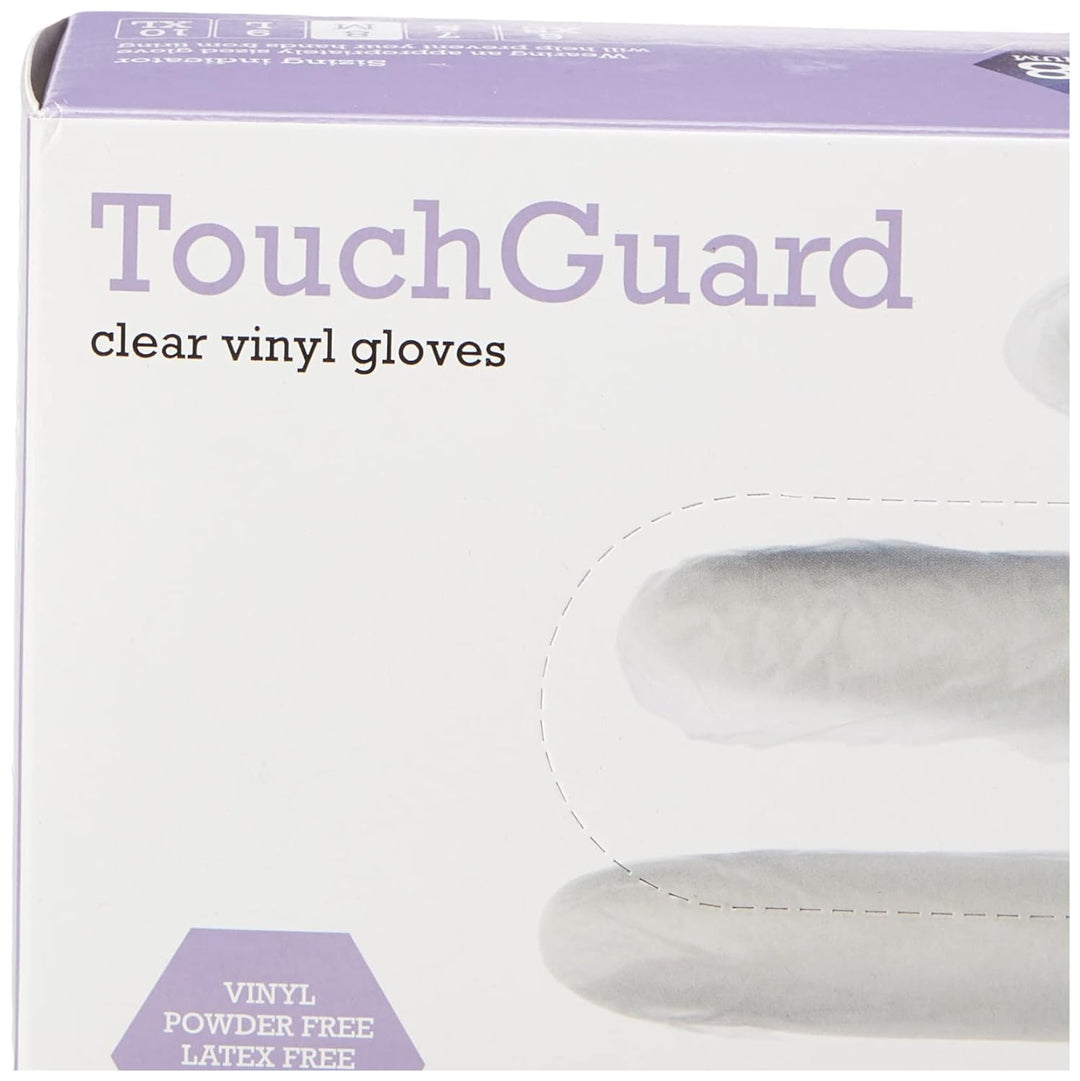 TouchGuard Einweg-Vinylhandschuhe aus Klarem Vinyl, Puderfrei, Schachtel mit 10*100 Stück, Grösse M