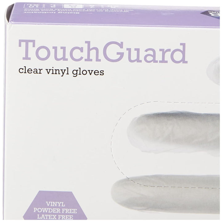 TouchGuard Einweg-Vinylhandschuhe aus Klarem Vinyl, Puderfrei, Schachtel mit 10*100 Stück, Grösse M
