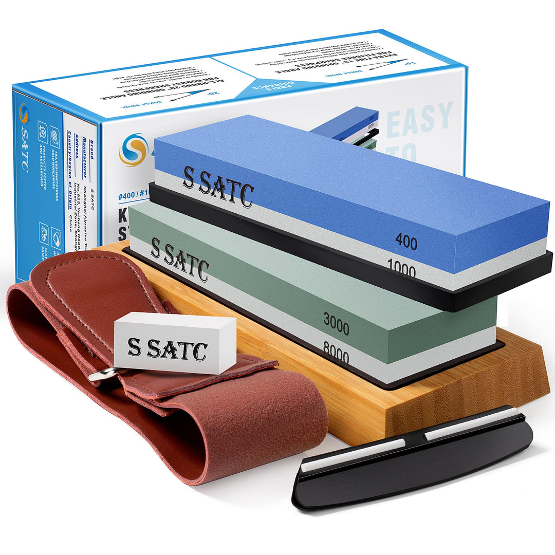 S SATC Schleifstein Messer Set Körnung 400/1000/3000/8000 Wetzstein Messer Schärfen Messerschärfer m