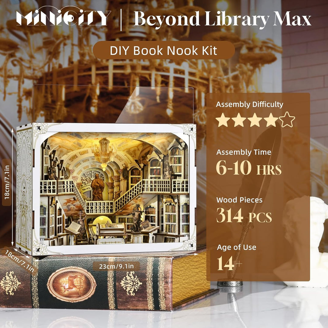 MiniCity Book Nook Kit, DIY Miniatur Puppenhaus Booknook Kit, 3D Holz Puzzle Buchstütze Bücherregal