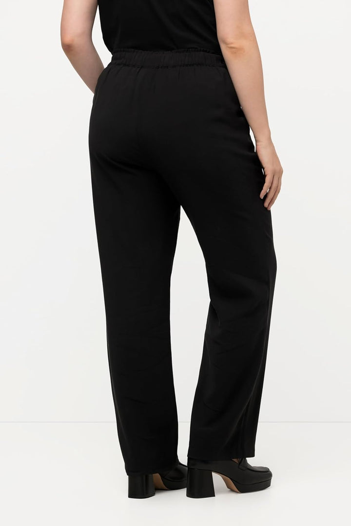 Ulla Popken Damen Creased Slip-on Pants Hose 46 Schwarz, 46 Schwarz