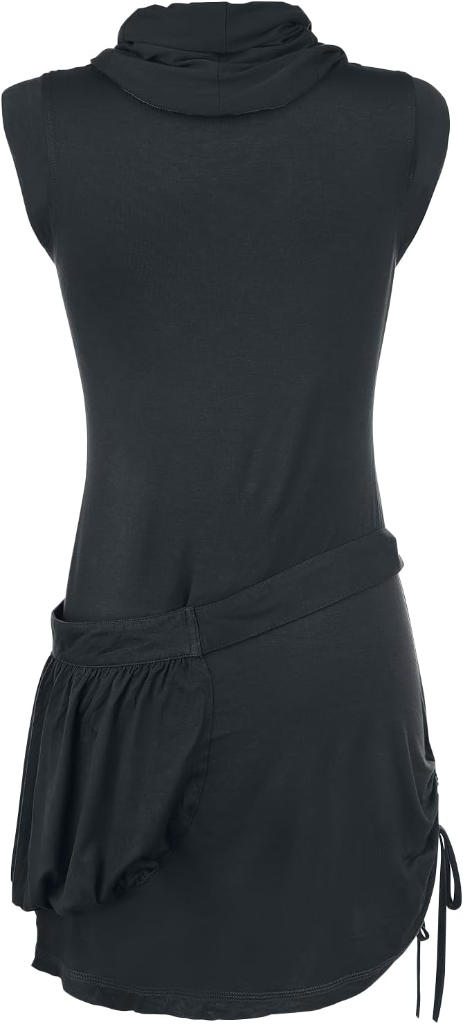 RED by EMP Damen schwarzes kurzes High-Neck Kleid, XL